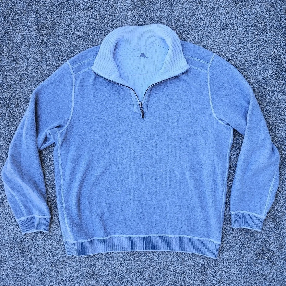 Men's Tommy Bahama Flip Coast Half Zip Sweatshirt Continental Heather Gray Large